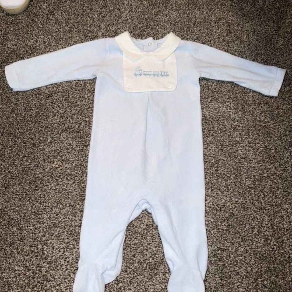 Classic Light Blue velvet Footed One-Piece for Kids